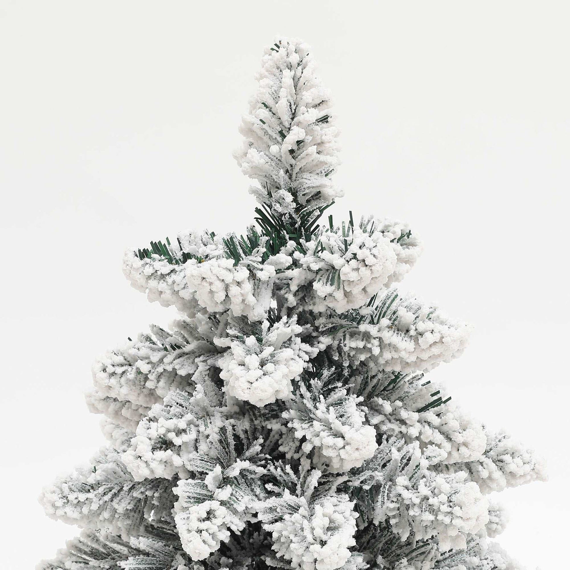 1.5ft Mini Artificial Christmas Trees with Lights Set of 2, Snow Flocked Tabletop with Base, Battery Operated, Desktop Party Decoration