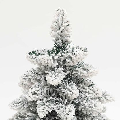 1.5ft Mini Artificial Christmas Trees with Lights Set of 2, Snow Flocked Tabletop with Base, Battery Operated, Desktop Party Decoration