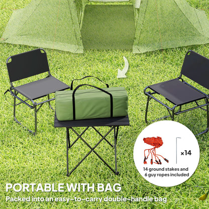3 Man Camping Waterproof Family Tent with Living Area and 2 Bedrooms, 3000mm with Sewn-in Groundsheet, Portable with Bag for Hiking, Festival