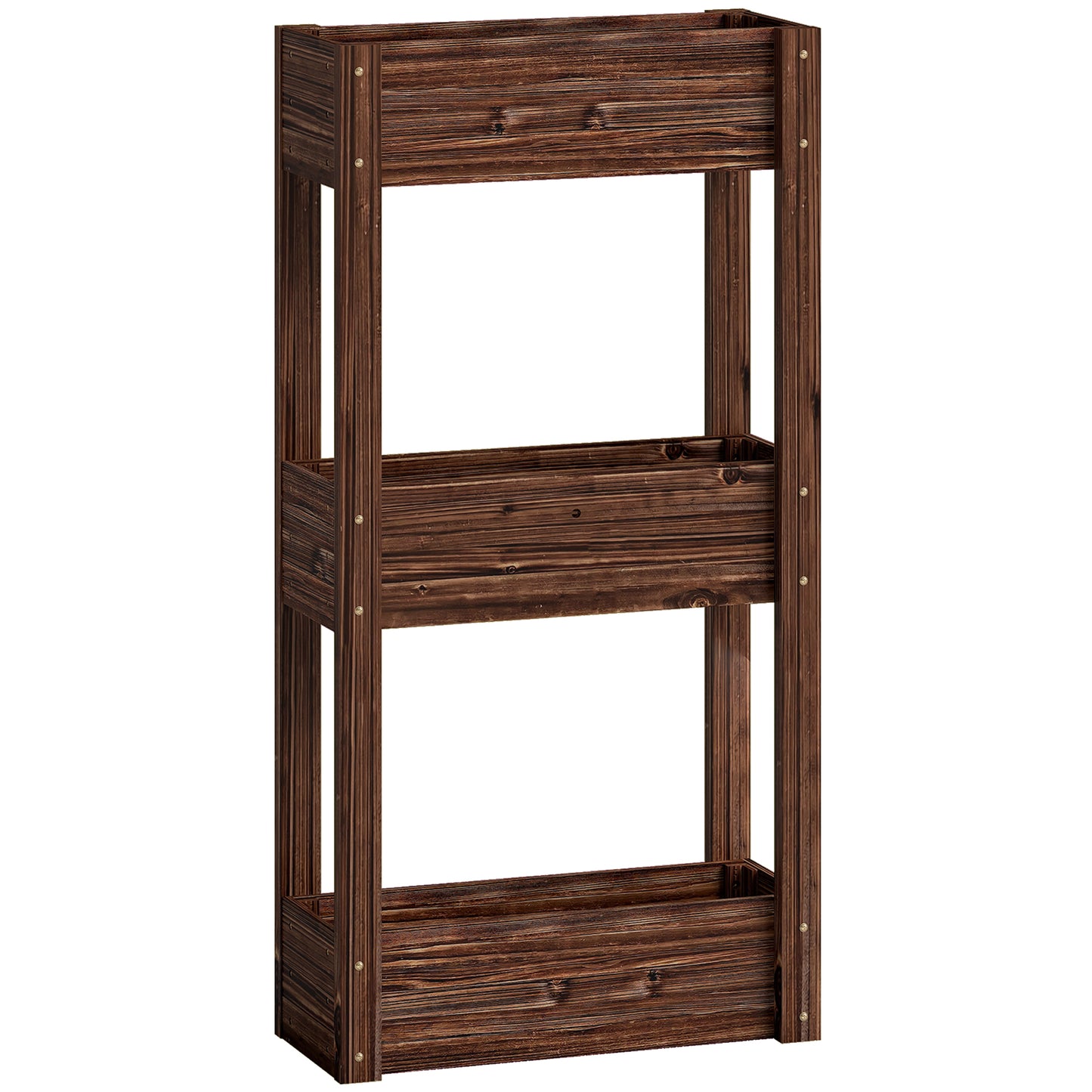 3-Tier Wooden Raised Planter, Raised Garden Bed on Legs with Drainage Holes and Bed Liner, Elevated Garden Planter