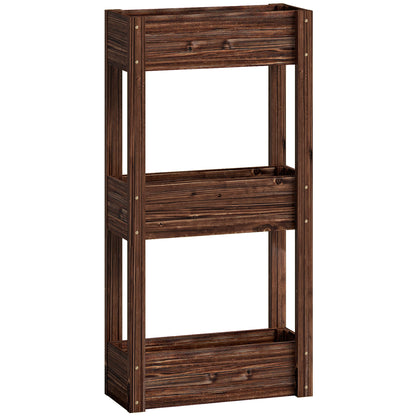 3-Tier Wooden Raised Planter, Raised Garden Bed on Legs with Drainage Holes and Bed Liner, Elevated Garden Planter