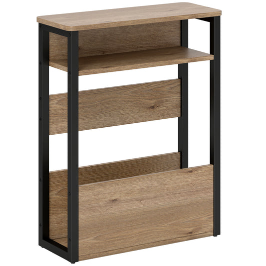 Industrial-Style Side Table - Black/Walnut Brown