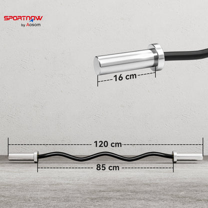 SPORTNOW 4ft Olympic EZ Curl Bar, Barbell Bar for 2" Weight Plates with Non-Slip Hand Grip 120cm