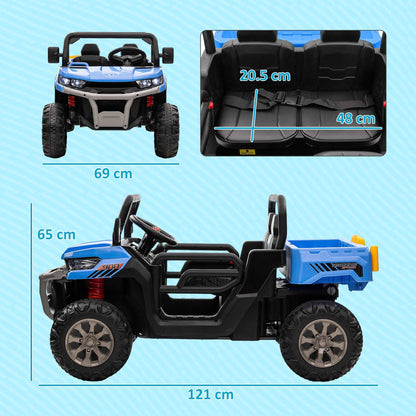 12V Two-Seater Kids Electric Ride-On Car, with Electric Bucket, Remote Control - Blue