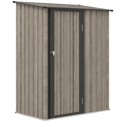 Outsunny 5ft x 3ft Metal Garden Storage Shed, Outdoor Tool Shed with Sloped Roof, Lockable Door for Tools, Equipment, Light Grey