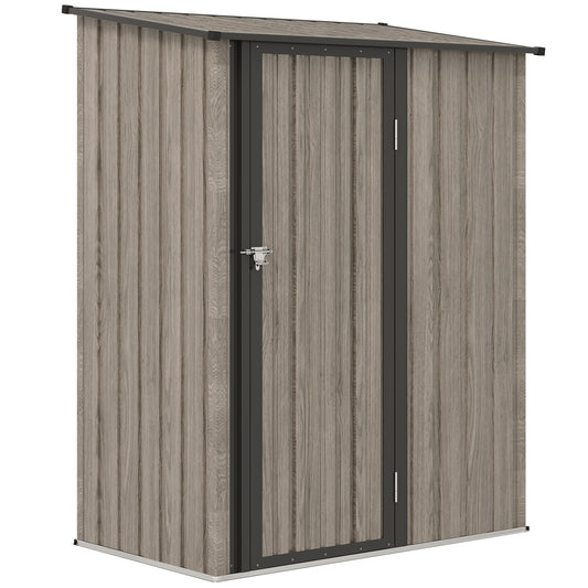 Outsunny 5ft x 3ft Metal Garden Storage Shed, Outdoor Tool Shed with Sloped Roof, Lockable Door for Tools, Equipment, Light Grey
