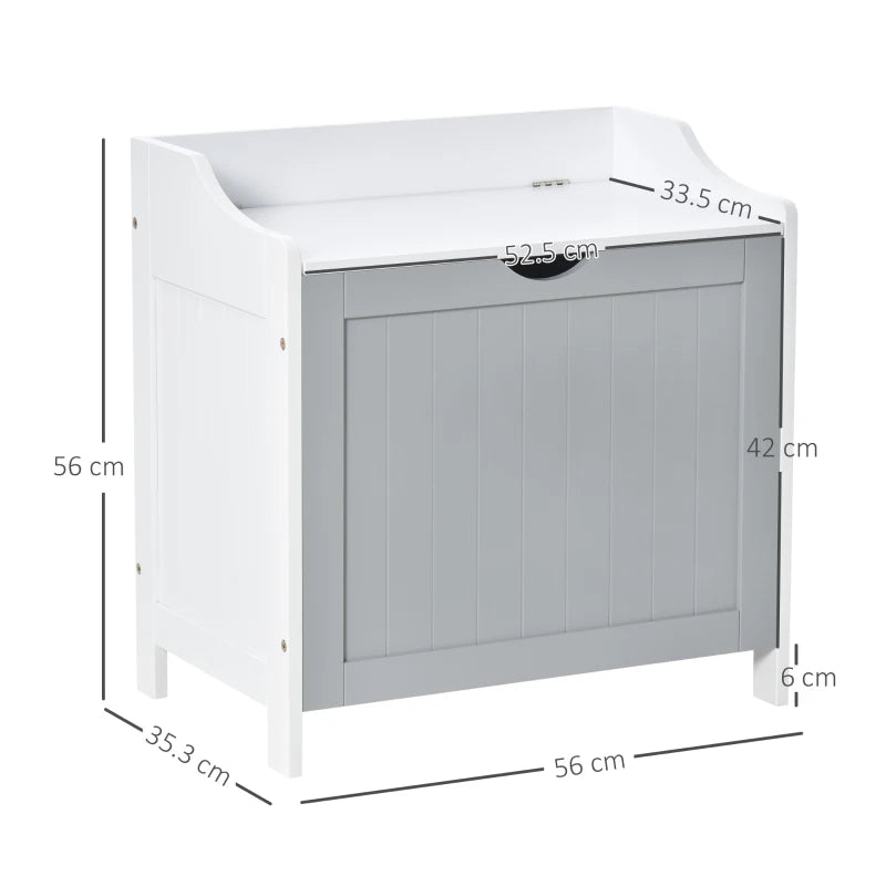 Kleankin Bathroom Laundry Cabinet Bin Free Standing Towel Storage Chest with Raised back and Shaker Style Door