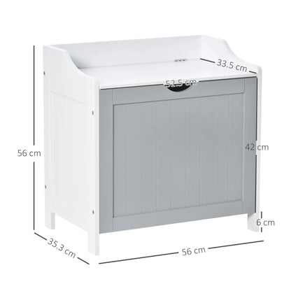 Kleankin Bathroom Laundry Cabinet Bin Free Standing Towel Storage Chest with Raised back and Shaker Style Door