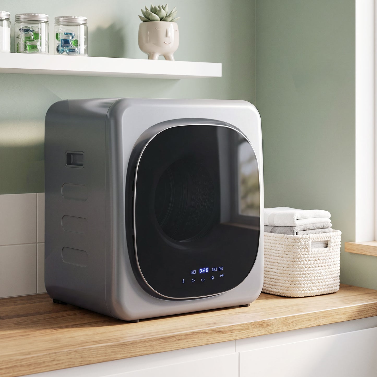 2.5kg Compact Vented Tumble Dryer | Smart Mode | 800W | 6 Timer Modes | 4 Temp Settings | Stainless Steel Drum | Silver