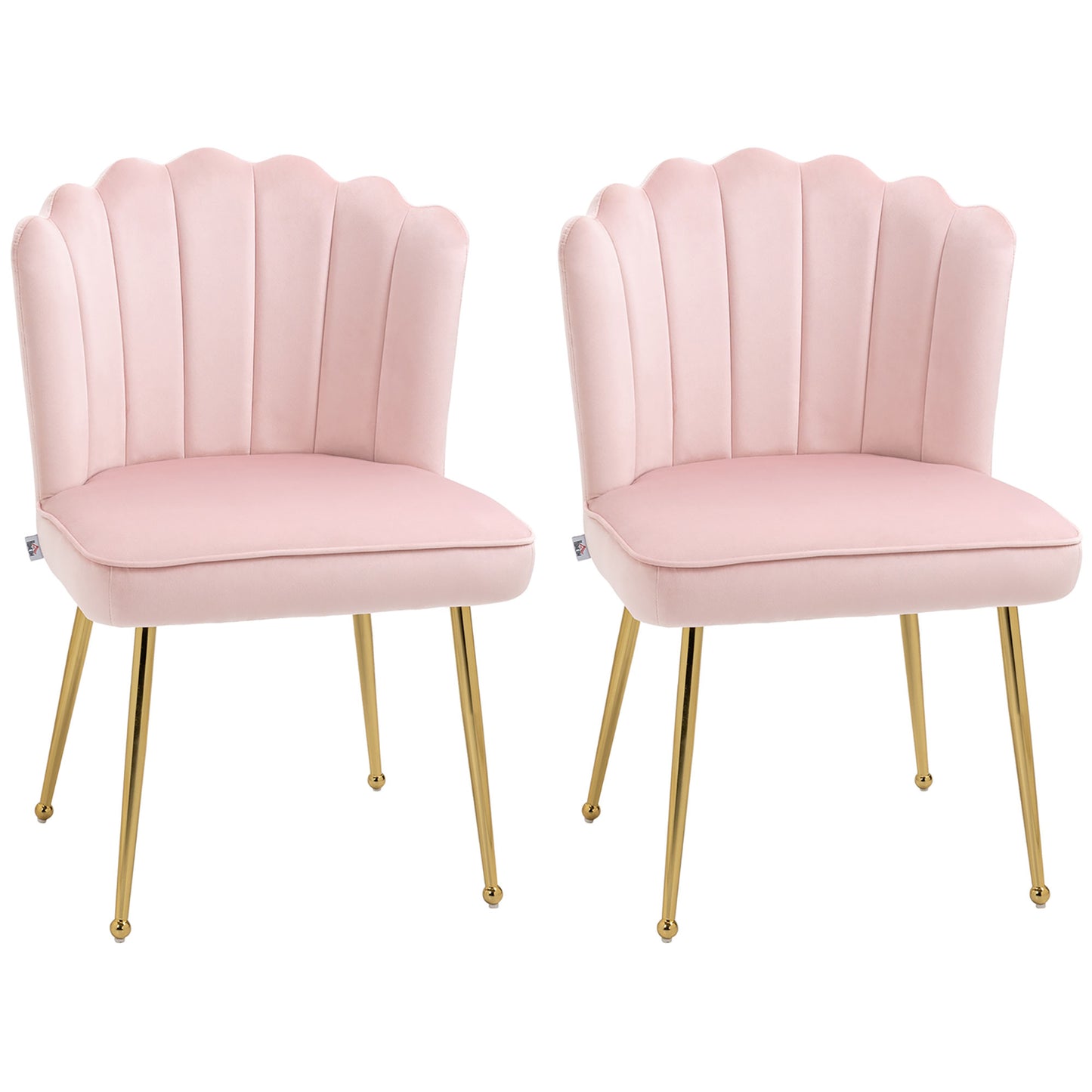 Shell Luxe Velvet Accent Chair, Modern Living Room Chair with Gold Metal Legs for Living Room, Bedroom, Home Office, Set of 2,