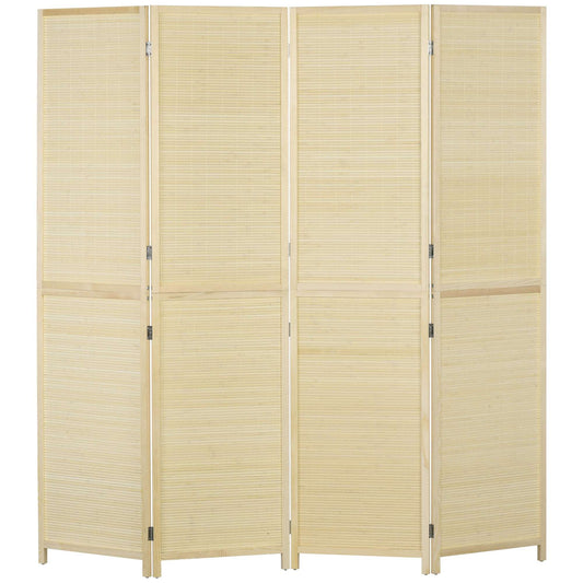 Room Divider, Freestanding Privacy Screen, 4 Panel Folding, 180 x 180cm, Natural