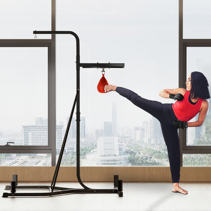 170-190cm Freestanding Boxing Punch Bag Hanger & Speed Ball Station Platform Hanging Frame Home Gym, Black