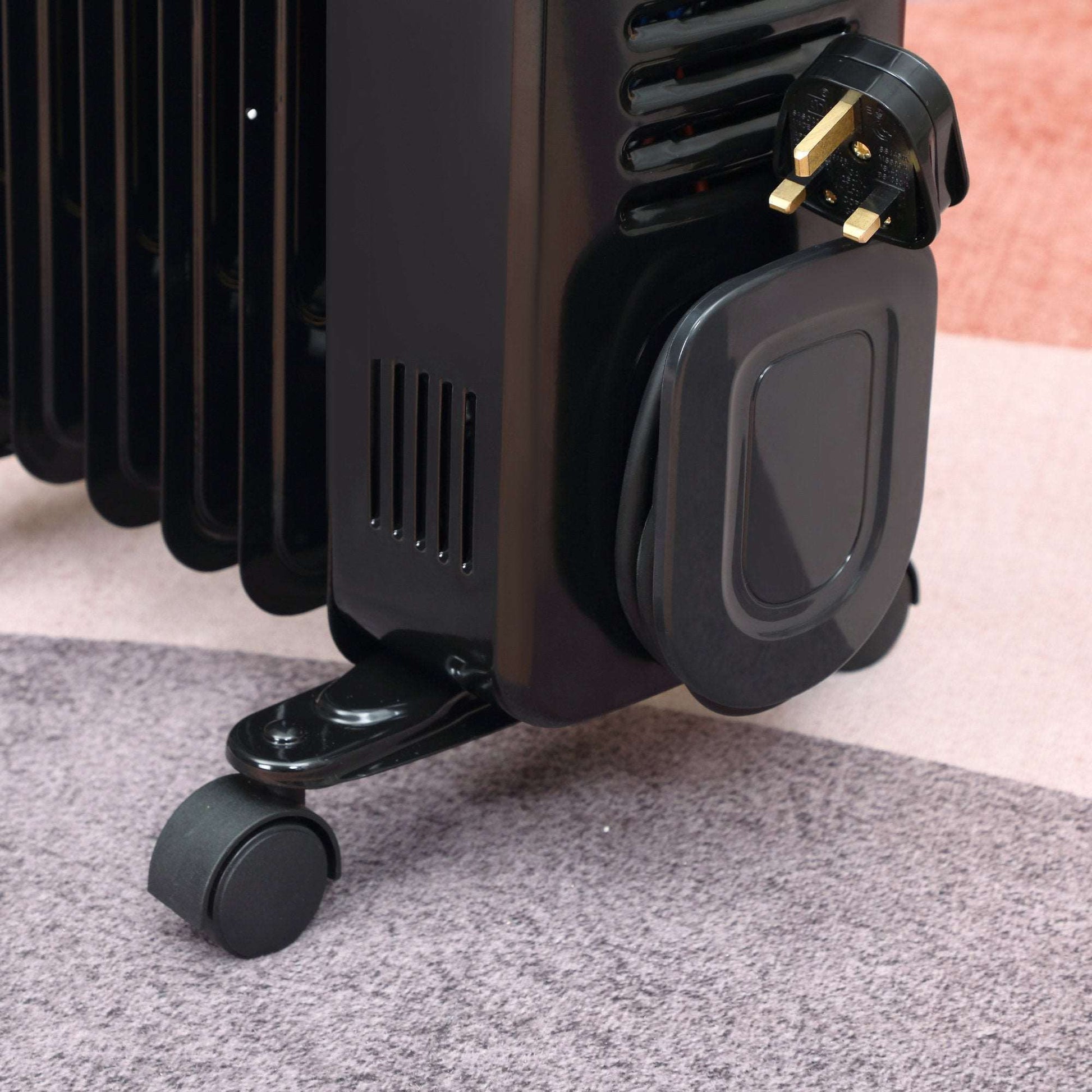 1630W Digital Oil Filled Radiator, 7 Fin, Portable Electric Heater with LED Display, Built-in Timer, 3 Heat Settings, Remote Control, Black