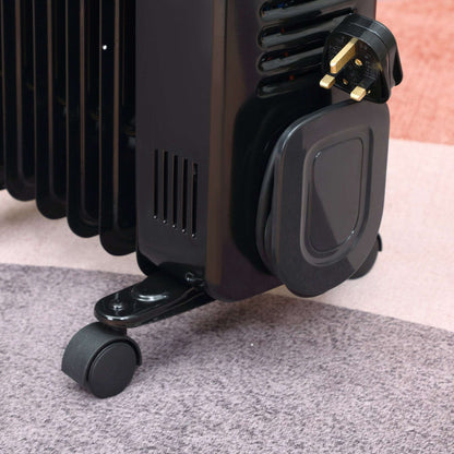 1630W Digital Oil Filled Radiator, 7 Fin, Portable Electric Heater with LED Display, Built-in Timer, 3 Heat Settings, Remote Control, Black