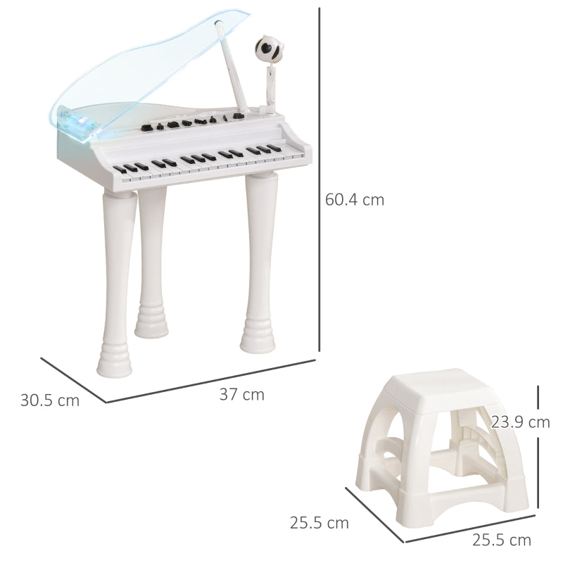 AIYAPLAY 32-Key Kids Piano Keyboard, with Stool, Lights, Microphone, Sounds, Removable Legs