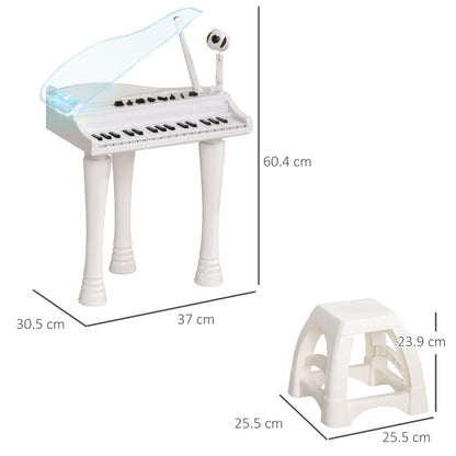 AIYAPLAY 32-Key Kids Piano Keyboard, with Stool, Lights, Microphone, Sounds, Removable Legs