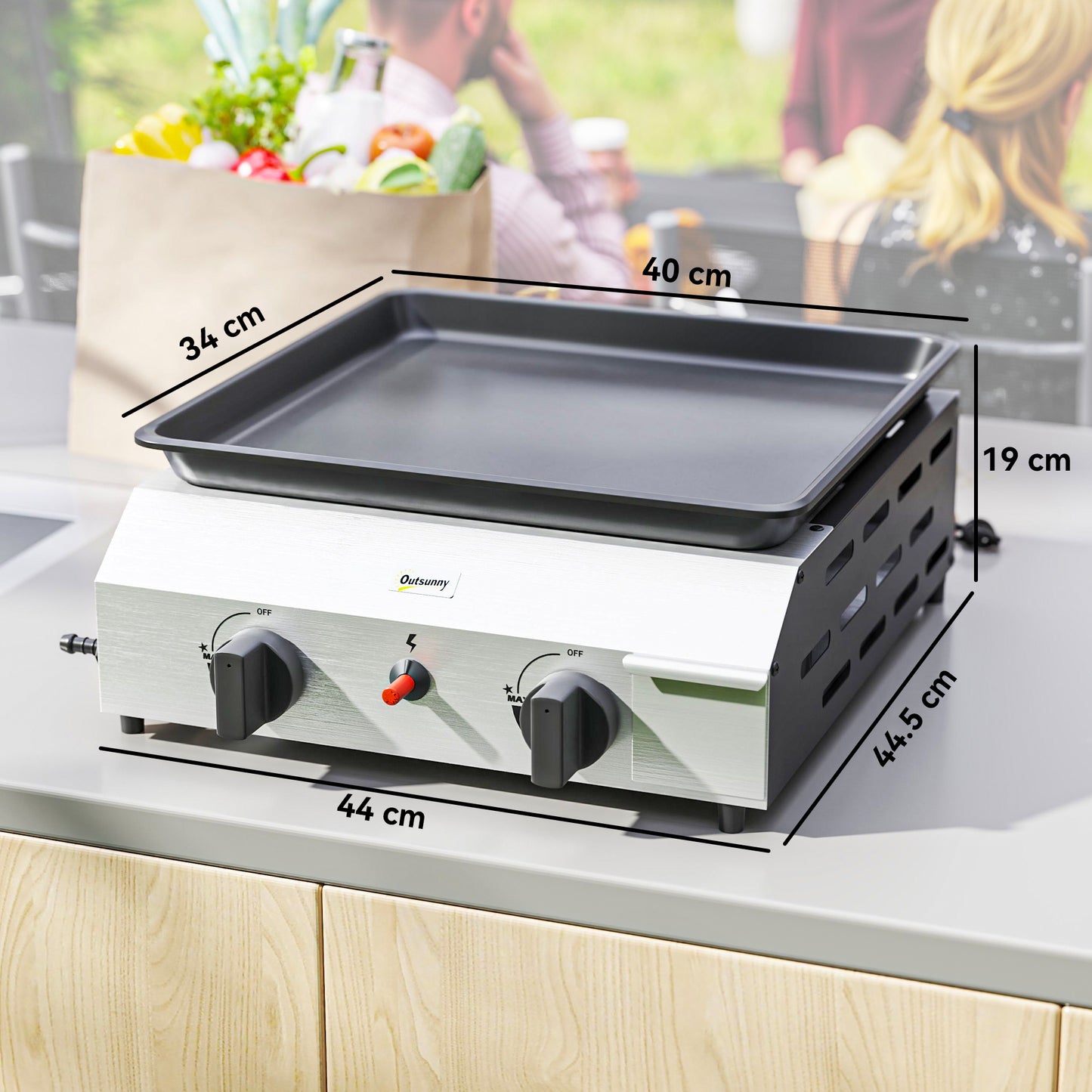 Outsunny Two Burner Portable Gas Grill Portable For Camping Outdoor Cooking