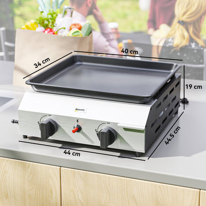 Outsunny Two Burner Portable Gas Grill Portable For Camping Outdoor Cooking