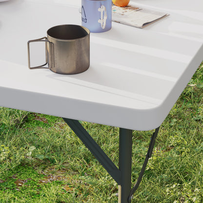 3ft Folding Camping Table, Heavy Duty Picnic Table with 2 Adjustable Height for Indoor Outdoor Garden, Party, BBQ, White