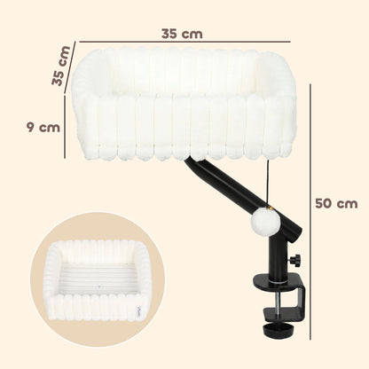 Raised Cat Window Bed | 360° Rotating Clamp-On Cat Hammock | White & Black | For Cats Under 6kg