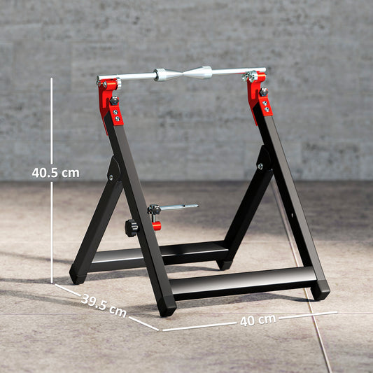 Foldable Motorcycle Wheel Balancer Truing Stand with Spoke Wrench, Steel Bike Tyre Rim Balancing Stand with Aluminium Shaft, Fits Wheels up to 23" in Diameter, 5" in Width, Black