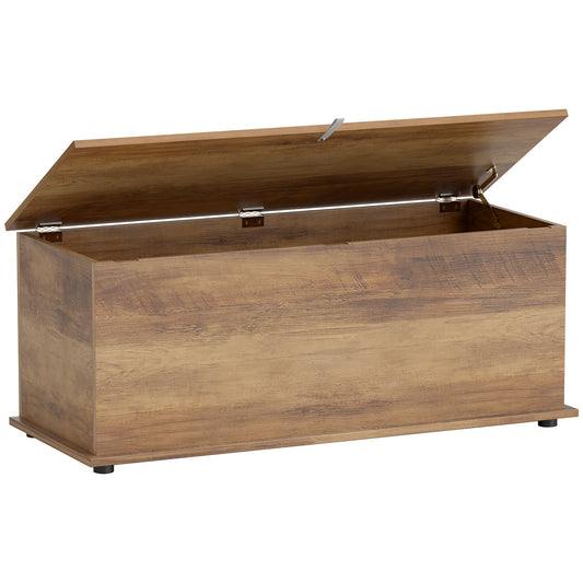 113L Storage Chest, Storage Box with Flip-Top Lid and 2 Safety Hinges, Storage Trunk for Living Room, Entryway, 100 x 40 x 40 cm