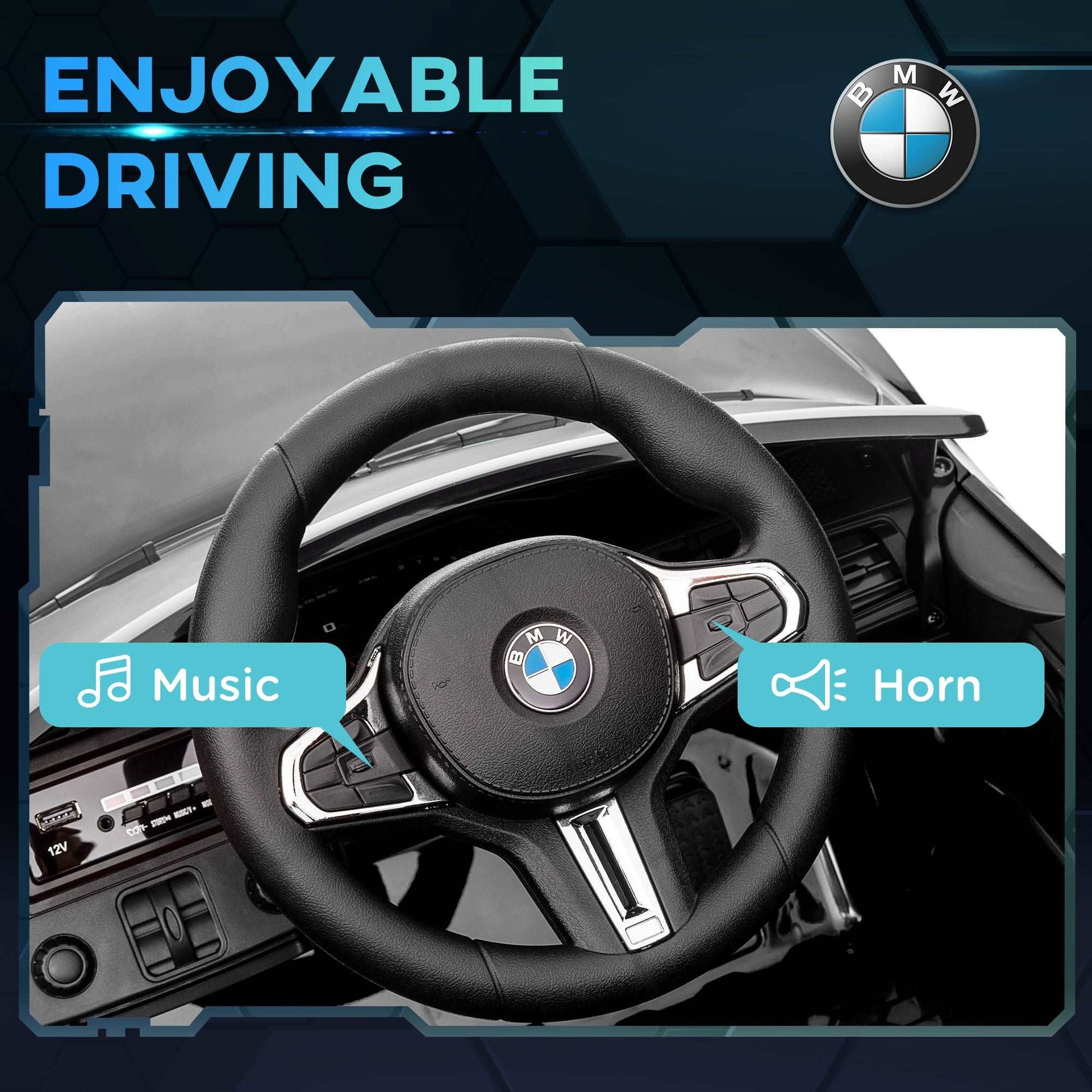 12V BMW M4 Licensed Kids Car with Easy Transport, Remote Control, Suspension, Music, Horn, LED Lights
