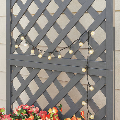 Wooden Planter Box with Trellis | Solid Fir Wood | Rot-Resistant | Drainage Holes | 25kg Capacity | 72.5x31.5x149.5cm | For Herbs Flowers & Climbing Plants | Grey