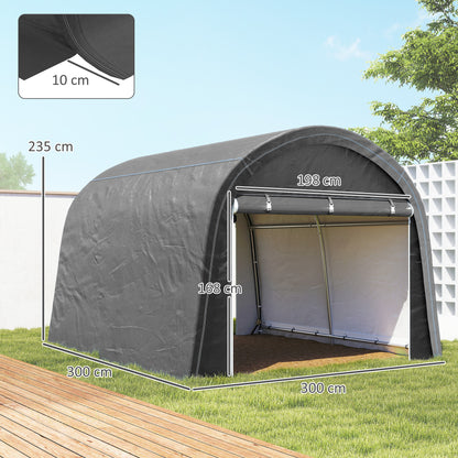 Outsunny 3 x 3(m) Garden Storage Tent, Heavy Duty Outdoor Shed, Waterproof Portable Shed Storage Shelter with Galvanised Steel Frame