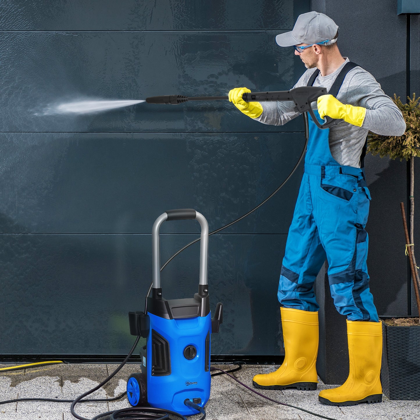 Outsunny 1800W High Pressure Washer, 150 Bar Pressure, 420 L/h Flow, Portable Electric Power Washer Jet Wash Cleaner with Adjustable Nozzle, 6M Hose