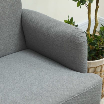 Retro Vintage Style Velvet Feel Fabric 2 Seater Sofa, Small Sofa Loveseat with 21cm Thick Padding and Wood Legs, Grey