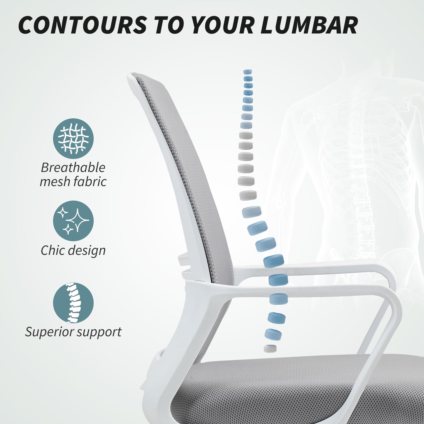 Draughtsman Chair, Mesh Drafting Chair, Ergonomic Office Chair with Lumbar Support, Adjustable Foot Ring, Grey