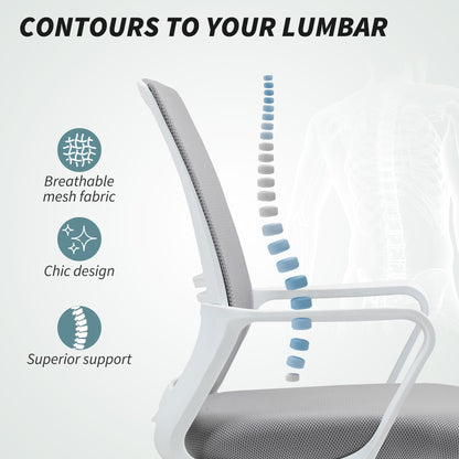 Draughtsman Chair, Mesh Drafting Chair, Ergonomic Office Chair with Lumbar Support, Adjustable Foot Ring, Grey
