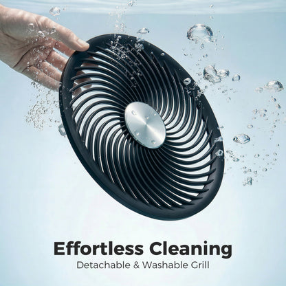 Pedestal Standing Fan | Turbo Mode | 20dB Sleep Mode | 8 Speeds | 16m³/min Airflow | 90° Oscillation | Aromatherapy Pad | Detachable Washable Grill | 5m Remote | 12H Timer | 50W | 83-107cm | Black
