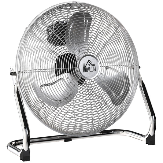 Metal Floor Fan with 3 Speeds & 120° Adjustable Tilt - Silver Tone