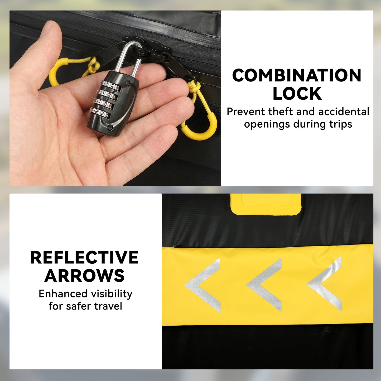 Car Roof Bag | 21 Cu Ft | 500D Waterproof | 7 Straps | No Roof Rack Needed | Reflective | Combination Lock | Yellow