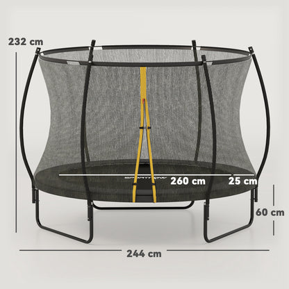 SPORTNOW 8ft Trampoline with Enclosure Net and Spring Cover, Outdoor Trampoline Garden Jumping Mat, Black