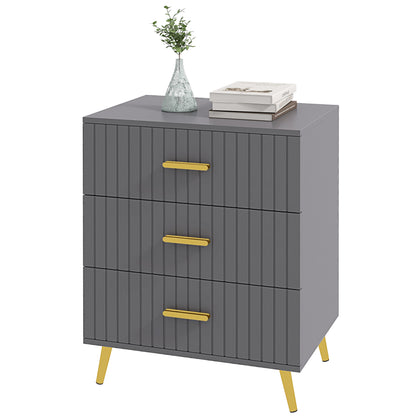 Bedroom Chest of Drawers, Modern 3-Drawer Dresser, Storage Drawer Unit with Aluminium Legs, Dark Grey