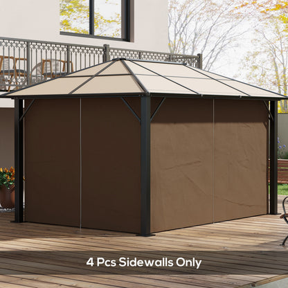 Set of 4 Gazebo Replacement Sidewalls | 100% Polyester | Double-Sided Zip | C-Rings & Hooks for Square, Rounded Beams & Sliding Rails | Each 352x205cm | Suits Most 3x4m Gazebos | Dark Brown