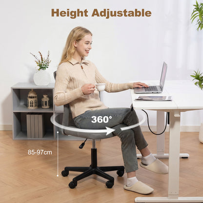 Vinsetto Computer Desk Chair, Mesh Office Chair with Adjustable Height and Swivel Wheels, Armless Study Chair