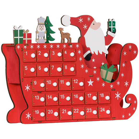 24-Drawer Reusable Every Year Santa Sleigh Christmas Advent Calendar