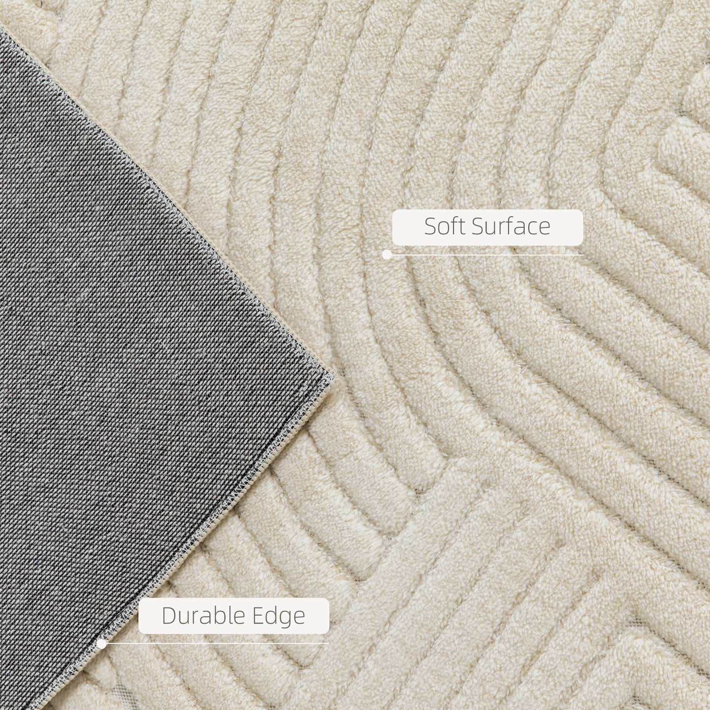 Geometric Rug | 200x140cm | 15mm Pile | Jacquard Weave | Non-Slip Backing | Reinforced Edges | Cream