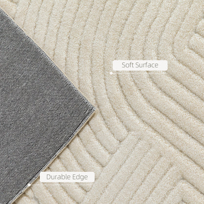 Geometric Rug | 200x140cm | 15mm Pile | Jacquard Weave | Non-Slip Backing | Reinforced Edges | Cream