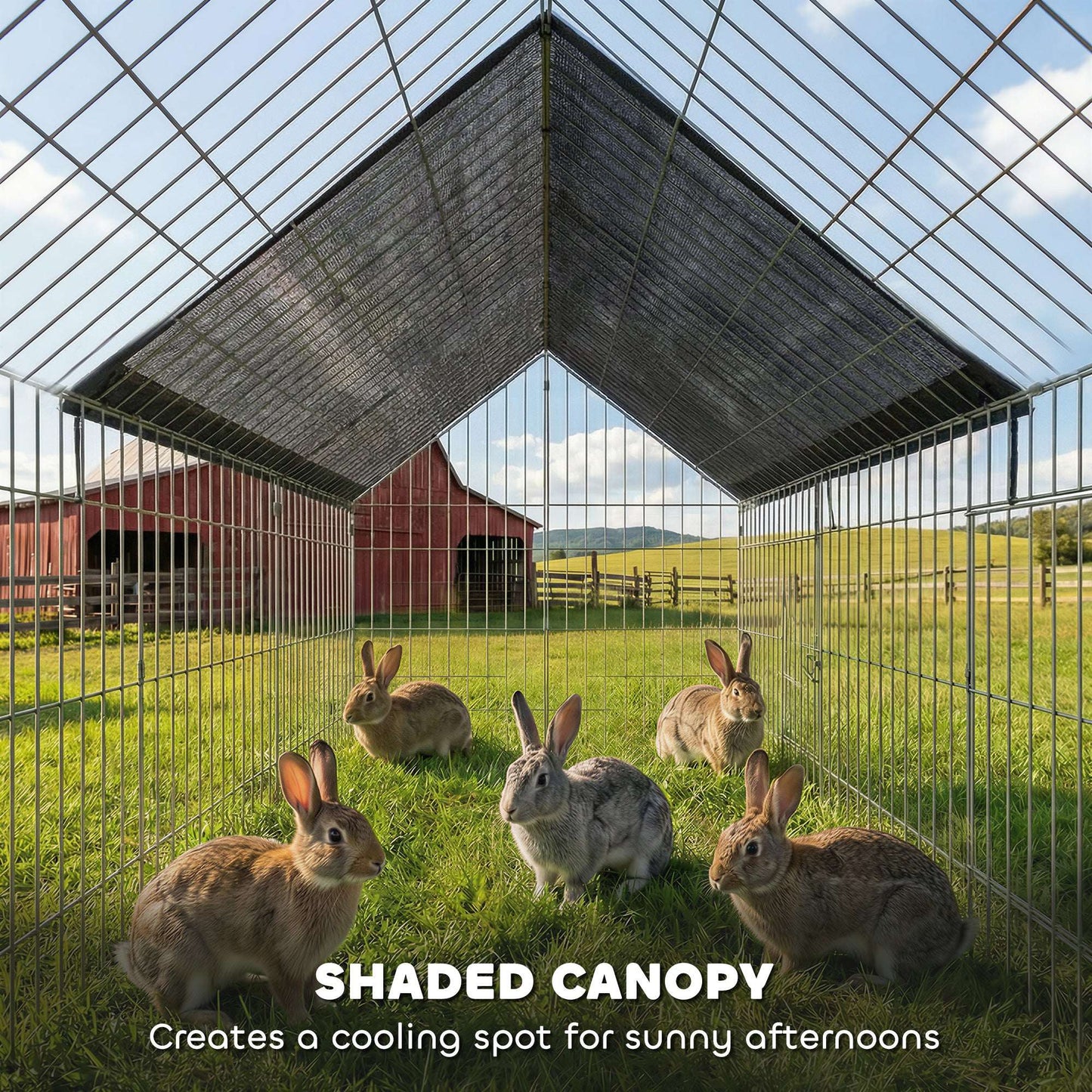 Outdoor Animal Run | 180x75x75cm | Oxford Canopy | Dual Latch Doors | Ground Stakes | Powder Coated Steel | Rabbits Chickens Guinea Pigs | Black