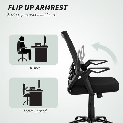 Home Office Furniture Set | Computer Desk with Storage Shelf | Ergonomic Mesh Chair | Flip-Up Armrests | Lumbar Support | Adjustable Height | Rustic Brown & Black