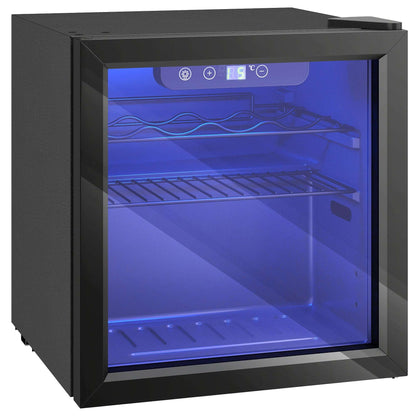 12 Bottle Wine Cooler, 36 Litre Capacity, 4-16°C Under Counter Drinks Beer Wine Fridge with Glass Door, LED Light, Black