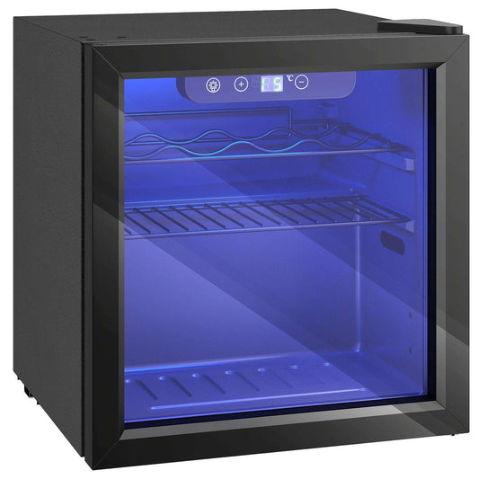 12 Bottle Wine Cooler, 36 Litre Capacity, 4-16°C Under Counter Drinks Beer Wine Fridge with Glass Door, LED Light, Black