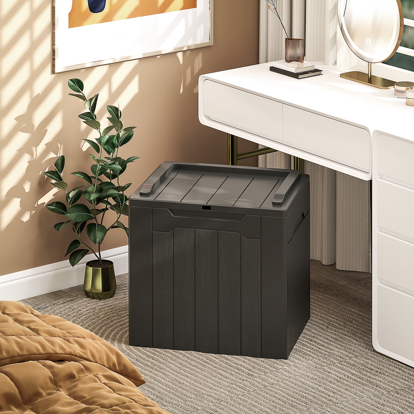107 L Plastic Storage Chest with Lid - Charcoal Grey