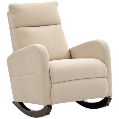 Corduroy Rocking Armchair - Grey / Beige