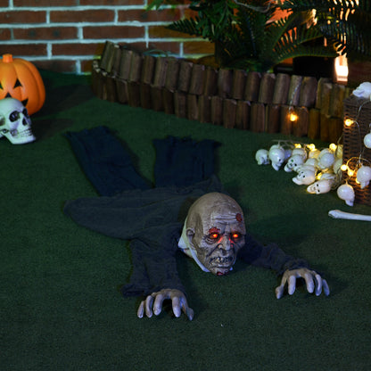 Life Size Outdoor Halloween Decoration Crawling Zombie, Animated Prop Decor with Sound and Motion Activated, Light Up Eyes, Howling Sound, Posable Arms